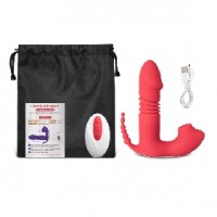 Thrusting Vibrator with Sucking Function Silicone Remote Control 12-Speed RED